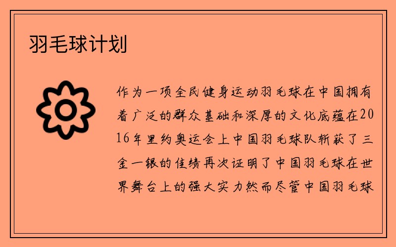 羽毛球计划