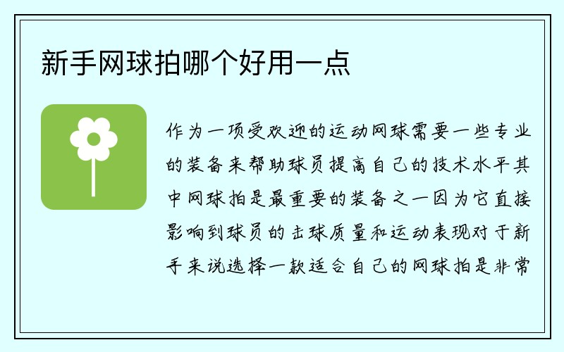 新手网球拍哪个好用一点