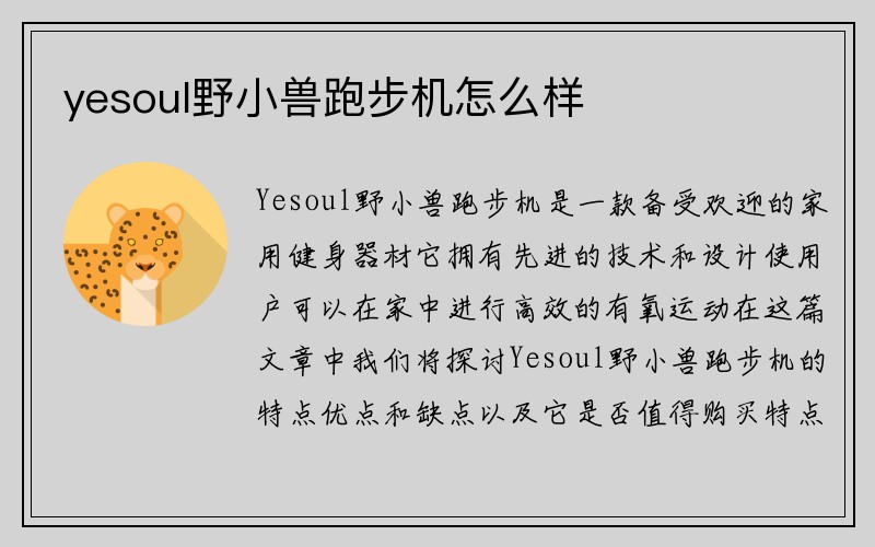 yesoul野小兽跑步机怎么样